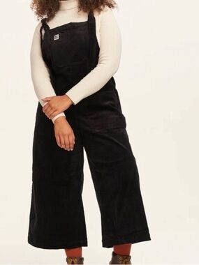 Lucy & Yak Black Wide Leg corduroy jumpsuit Sz 18
